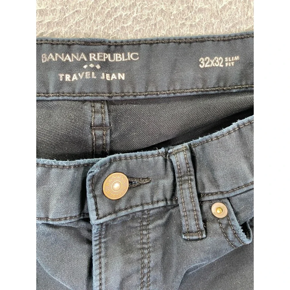 Banana Republic Travel Jean Mens 32x32 (Fits 30x28.5) Slim Fit Navy Blue Stretch